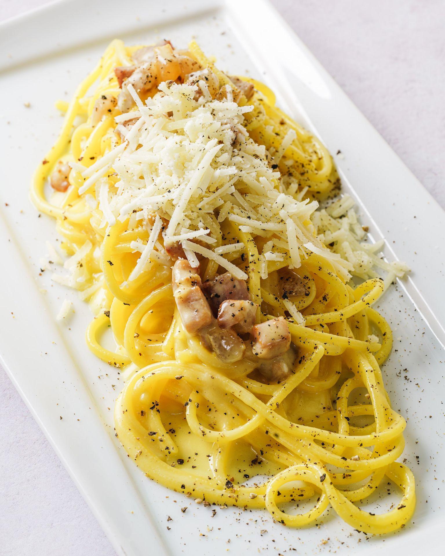 pasta dish on white ceramic plate