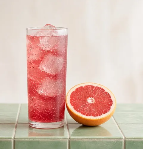 Grapefruit soda in a tall glass