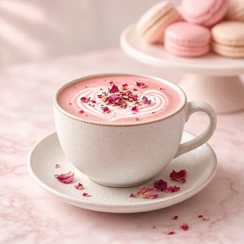 Rose latte with rose petals