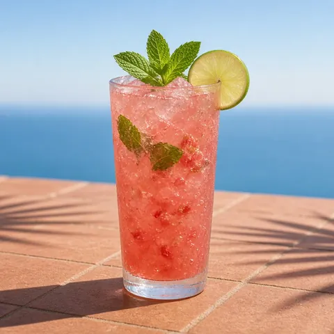Watermelon mint cooler with mint