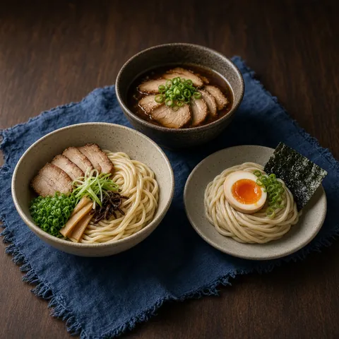 Tsukemen: cold ramen noodles with a bowl of rich dipping broth
