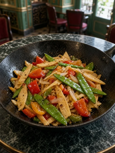 Vegetable stir-fry with bamboo shoots