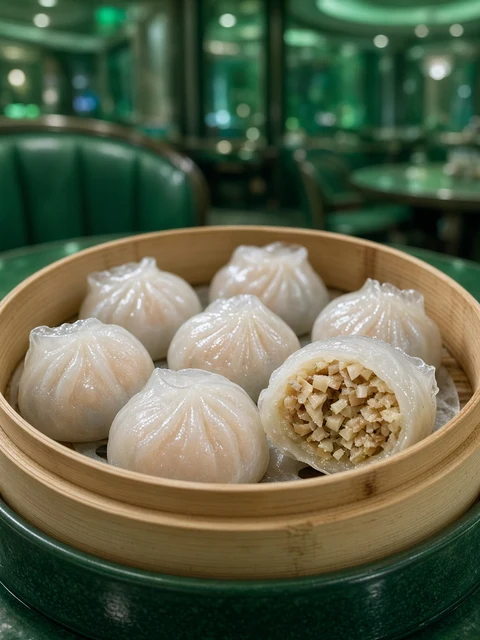 Steamed dumplings with bamboo filling