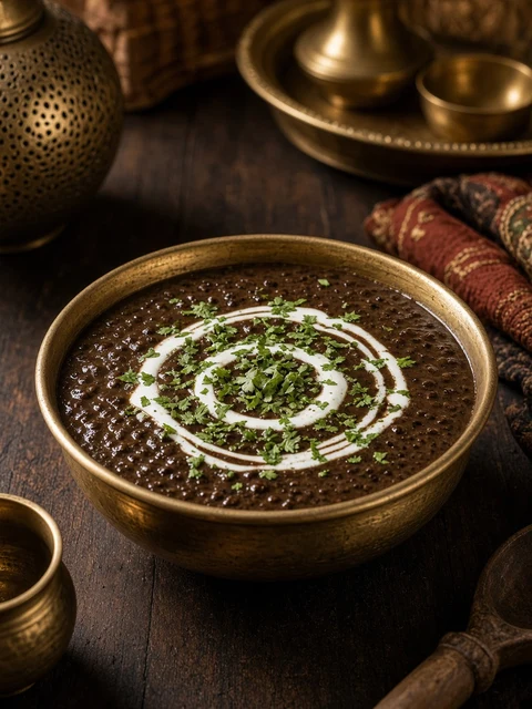 Bowl of creamy black dal
