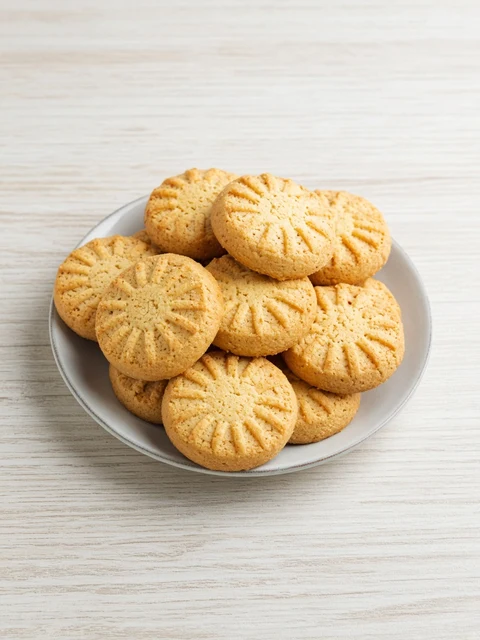 Plate of round butter cookies
