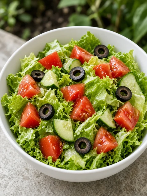 Garden salad with sliced black olives