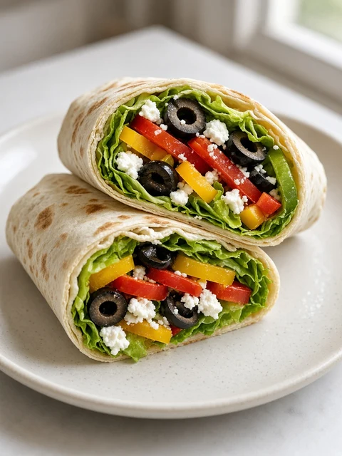 Vegetable wrap with sliced black olives