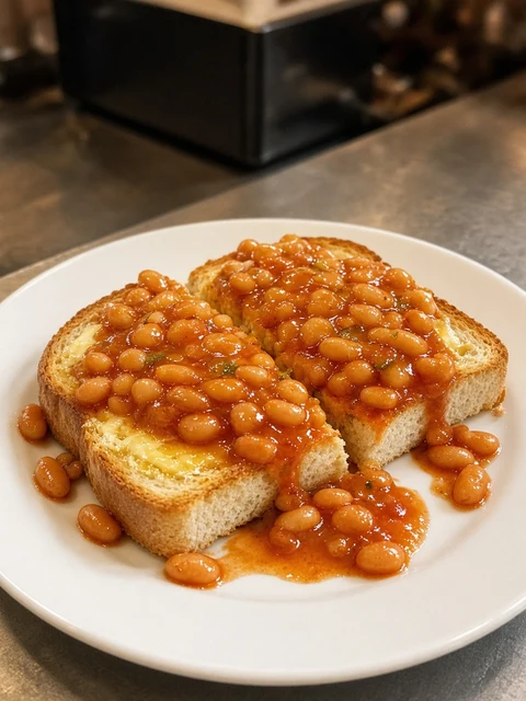 Baked beans on buttered toast
