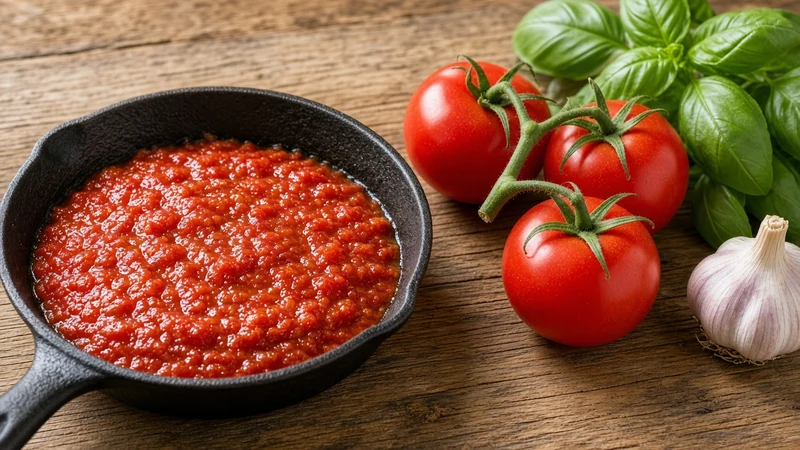 Plate of spaghetti in red tomato sauce with fresh basil