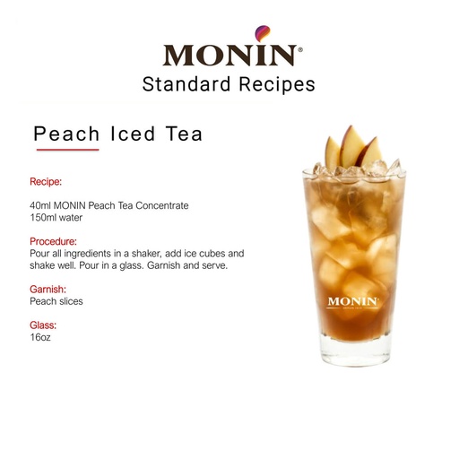 Monin Peach Syrup, PET Bottle, France - 4x1ltr, alternate view