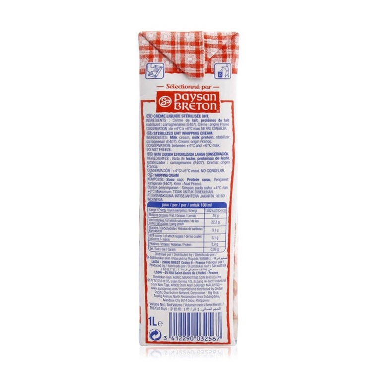 Paysan Breton Whipping & Cooking Cream 35% - 12x1ltr