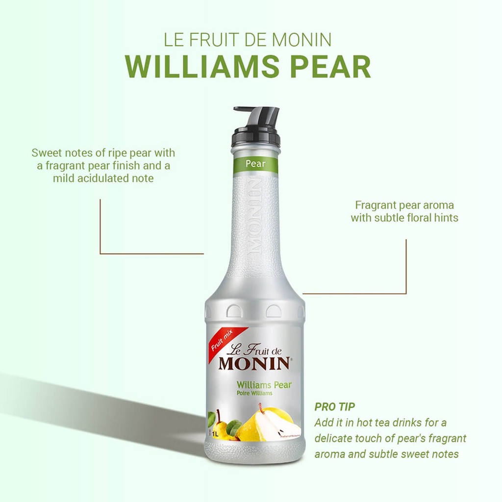 Monin Williams Pear Puree Fruit Mix, France - 4x1ltr