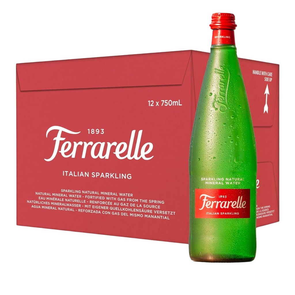 Ferrarelle Sparkling Water, Glass, Italy - 12x750ml