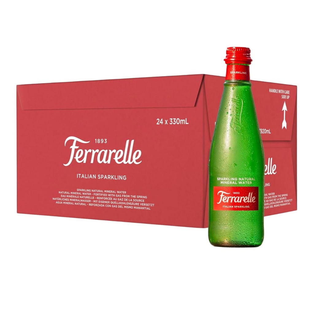 Ferrarelle Sparkling Water, Glass, Italy - 24x330ml