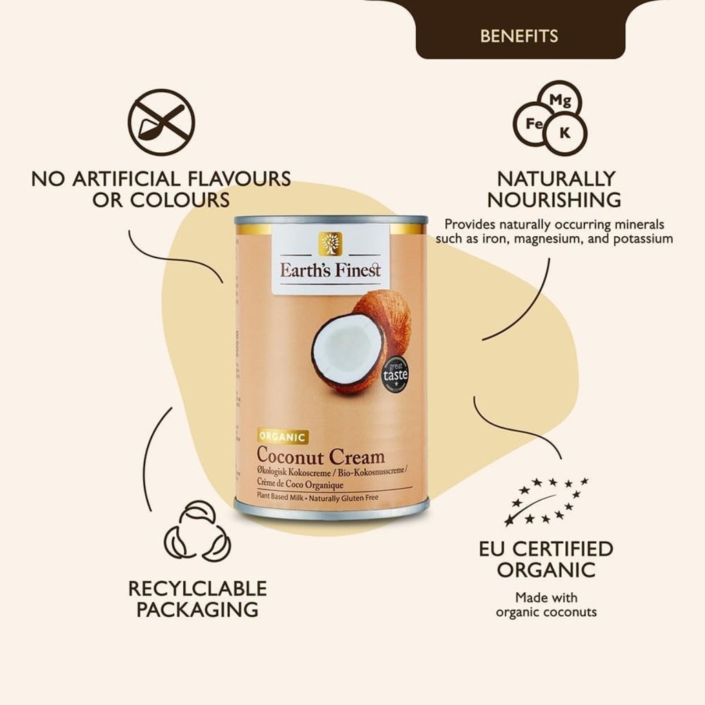 Earth's Finest Organic Coconut Cream - 1x400ml