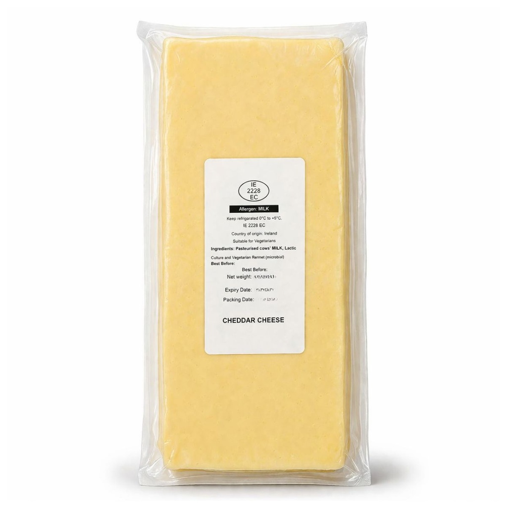 Huddington Cheddar Cheese Block, White - 1x1kg