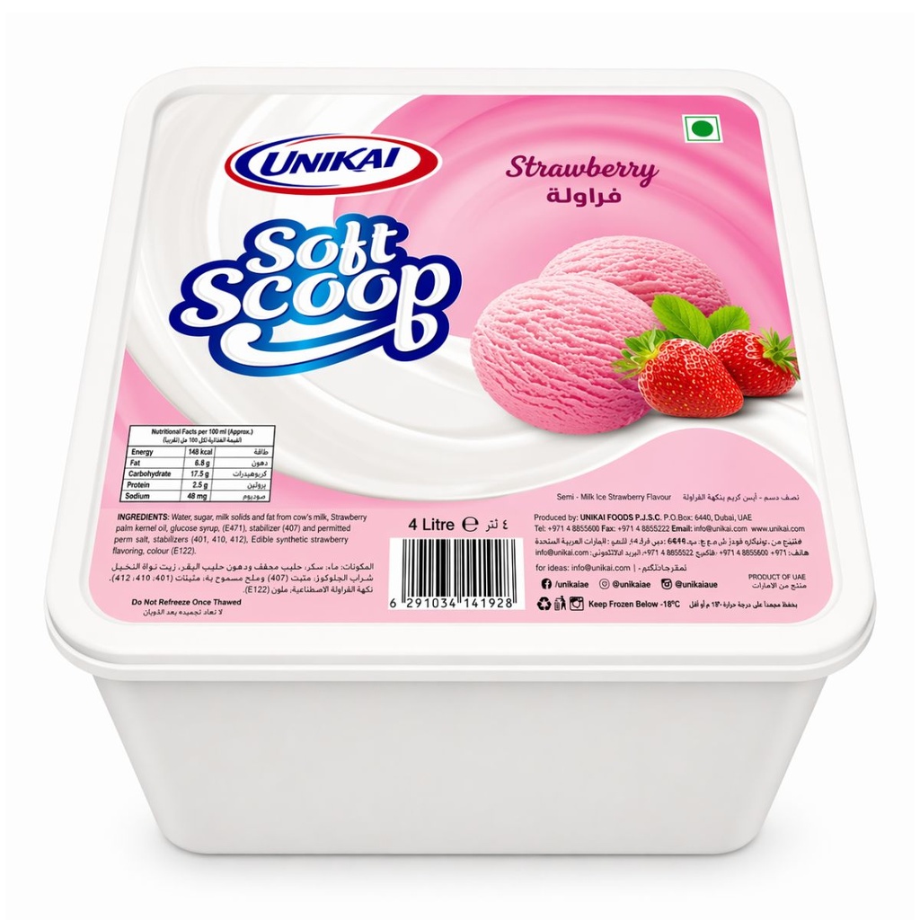 Unikai Strawberry Ice Cream - 6x4ltr
