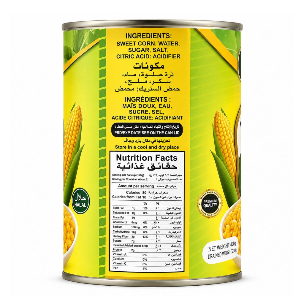 Royal Arm Whole Kernel Sweet Corn - 24x400g