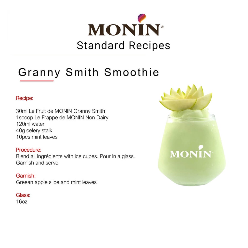 Authentic catalogue view 1 of Monin Granny Smith Puree Fruit Mix, France - 4x1ltr