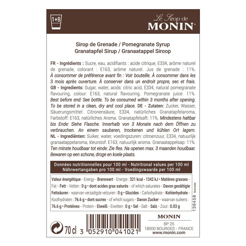 Monin Pomegranate Syrup - 700ML