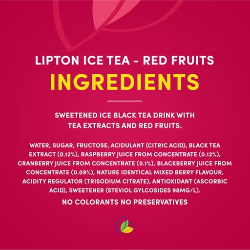 Lipton Red Fruit Iced Tea Soft Drink - 24x320ml, alternate view