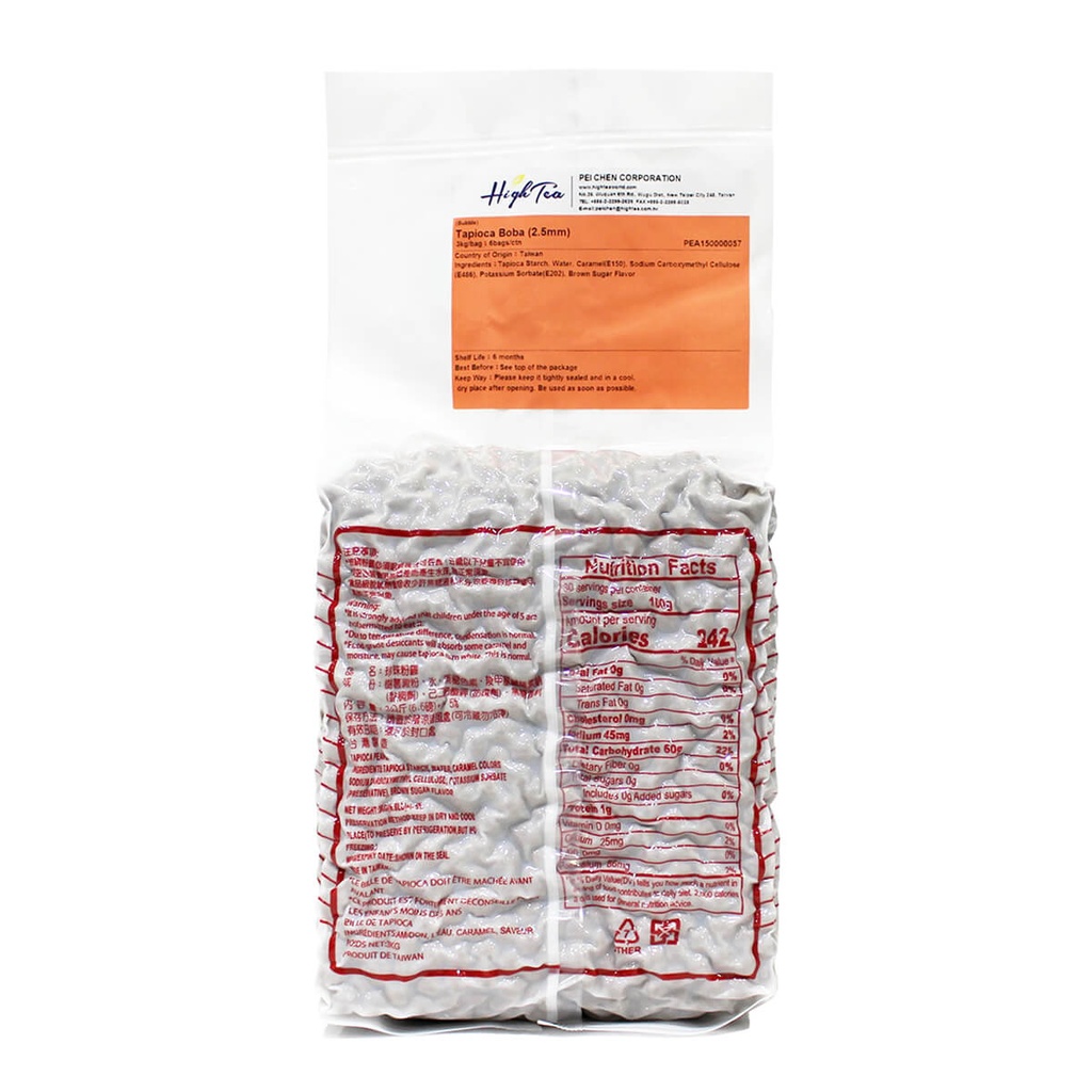High Tea Tapioca Pearls 2.5MM, For Bubble Tea, Taiwan - 3KG