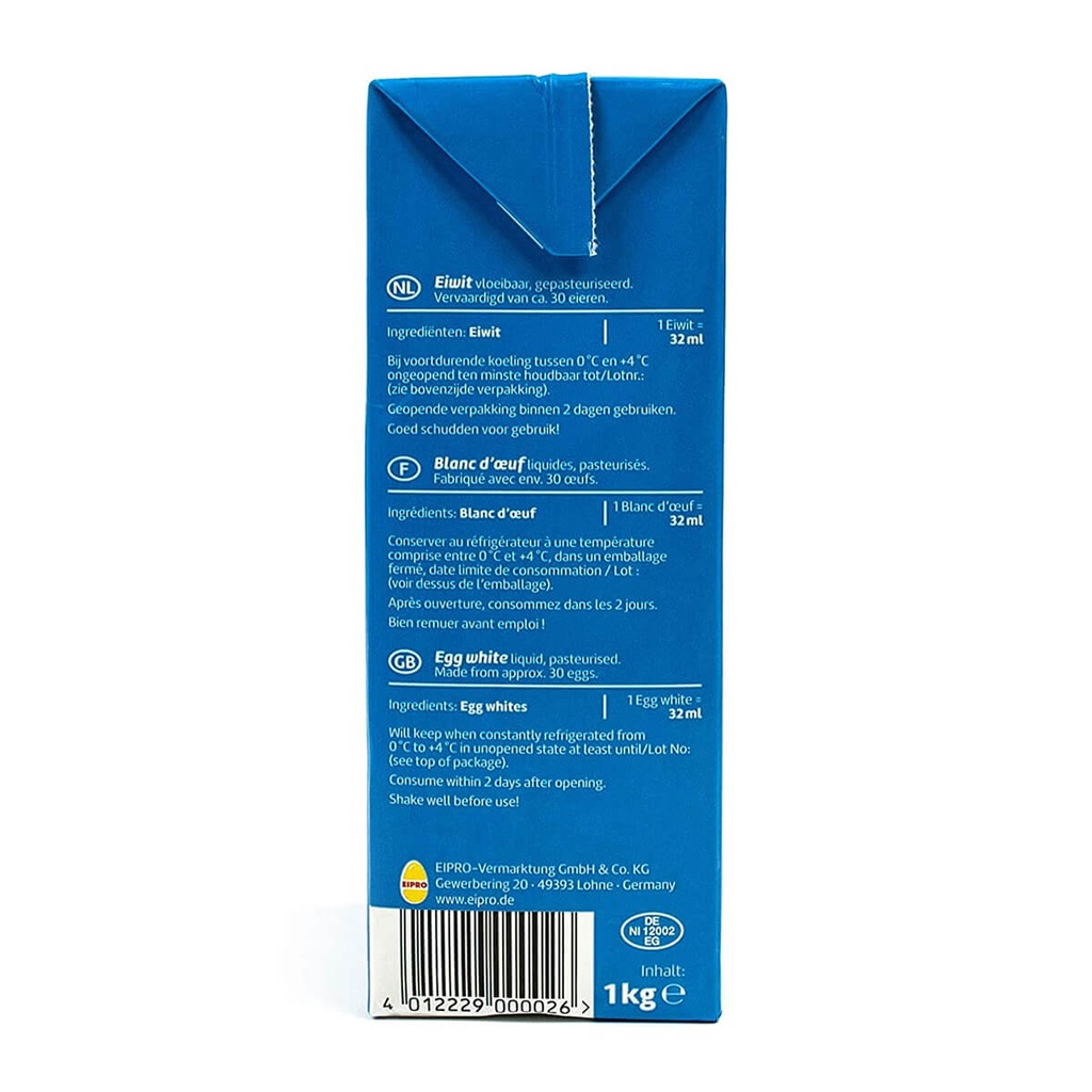 Eifix Liquid Pasteurized Egg Whites in Tetra Pack, Chilled, Germany - 1KG