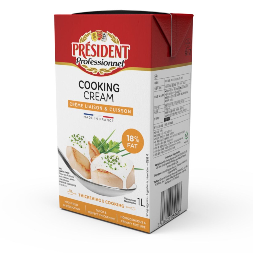 President 18% Cooking Cream, France - 1LTR