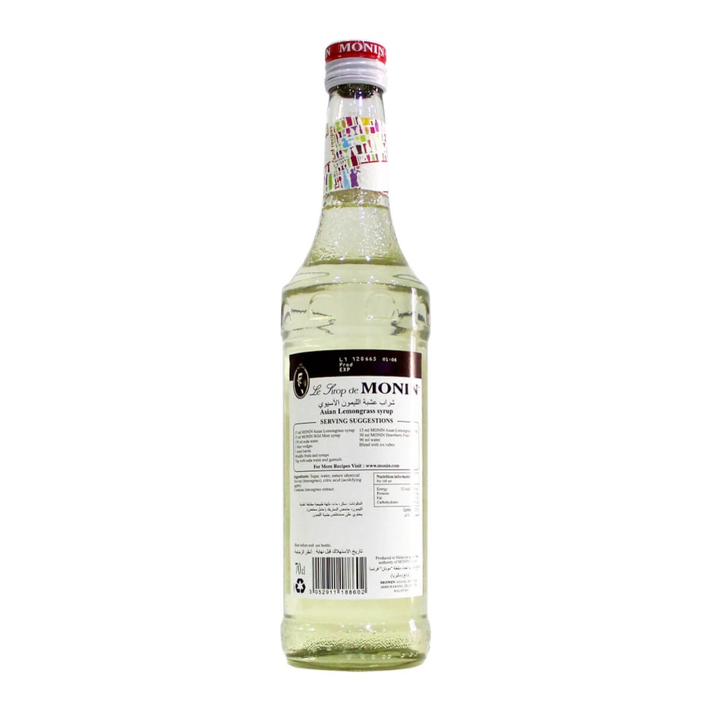 Authentic catalogue view 1 of Monin Asian Lemongrass Syrup, France - 6x700ml