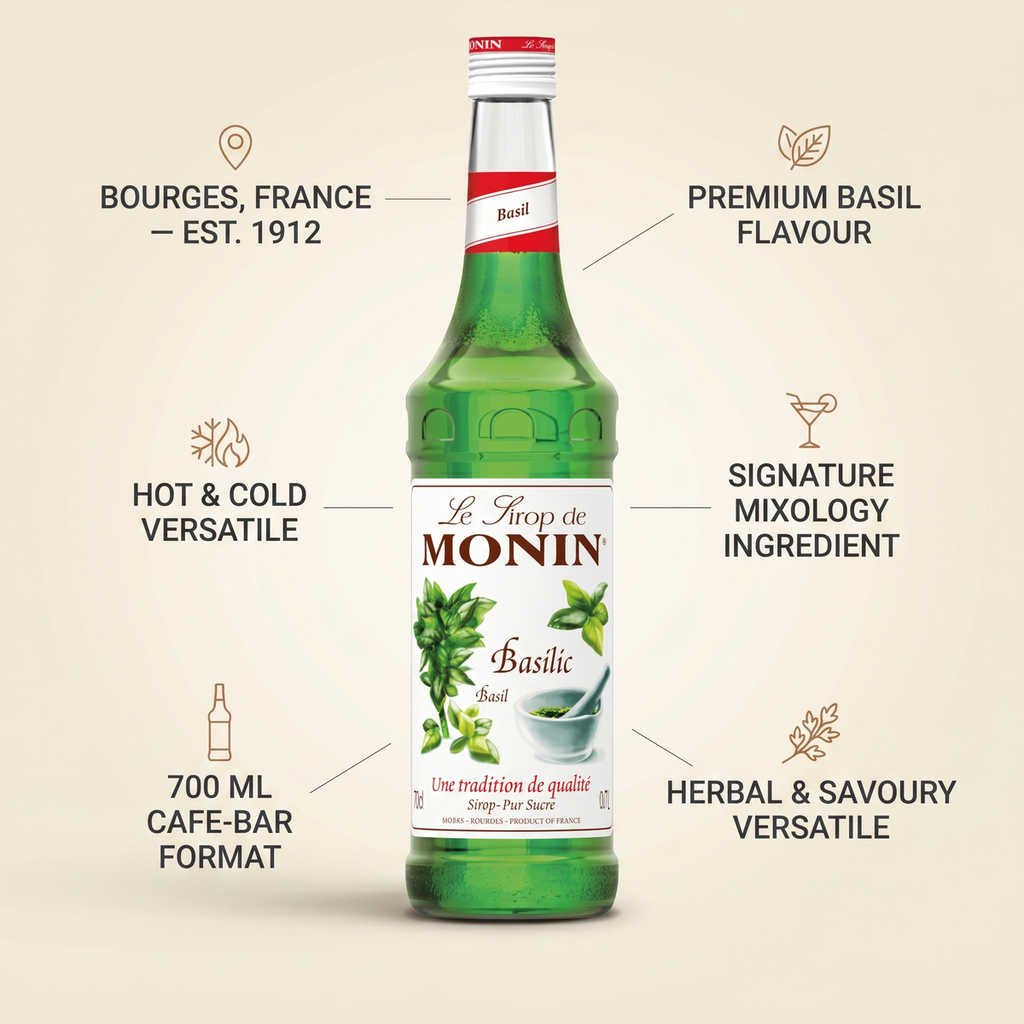 Authentic catalogue view 2 of Monin Basil Syrup, France - 6x700ml