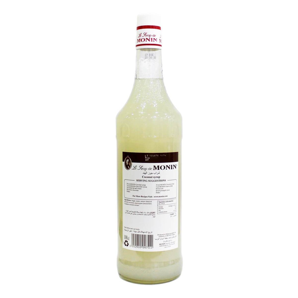 Authentic catalogue view 1 of Monin Coconut Syrup, France - 6x1ltr