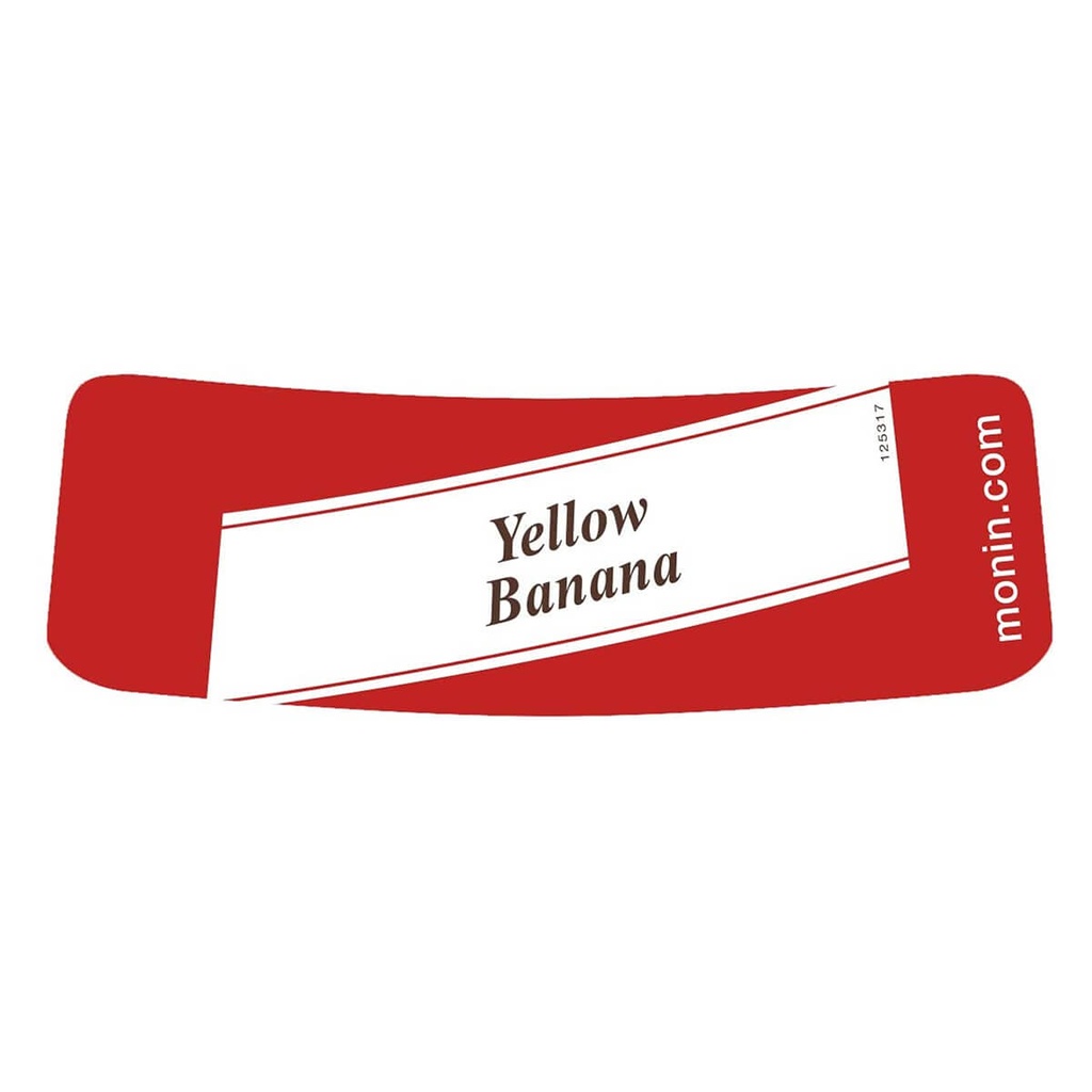 Monin Yellow Banana Syrup label close up UAE
