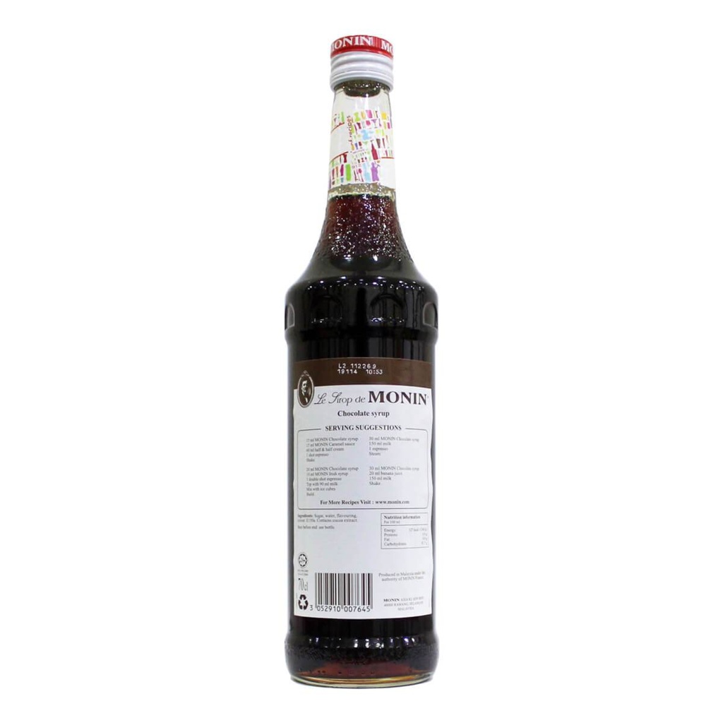 Authentic catalogue view 1 of Monin Chocolate Syrup, France - 6x700ml