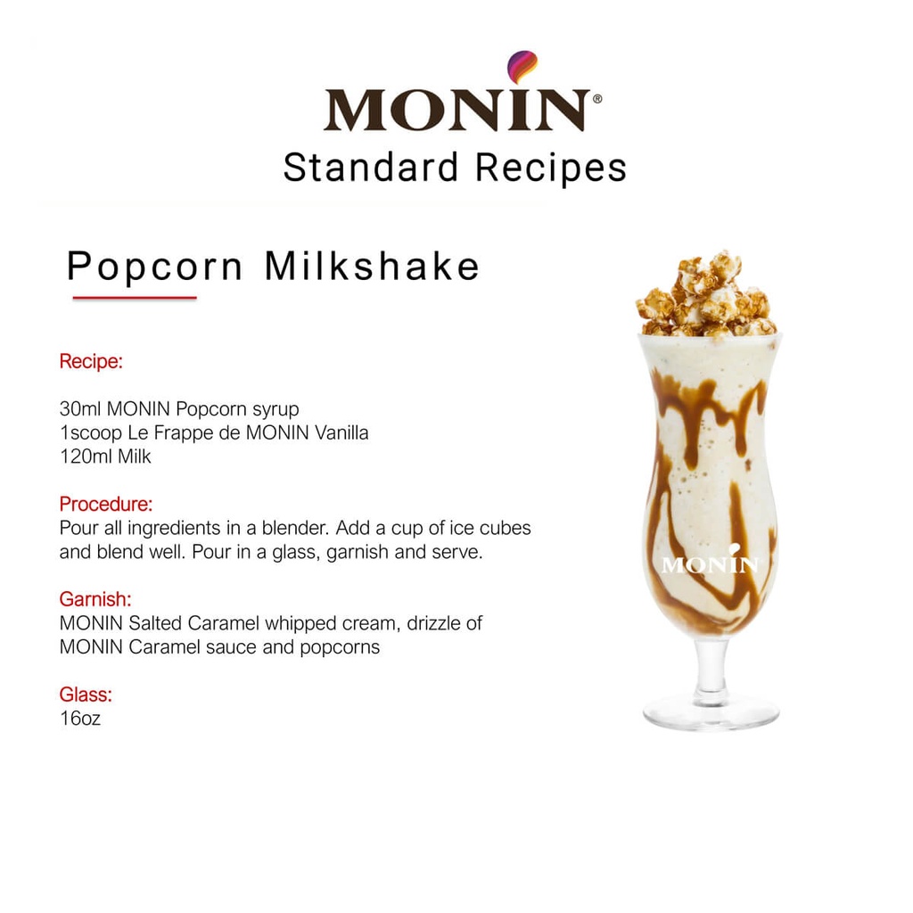 Monin Popcorn Syrup bottle detail UAE