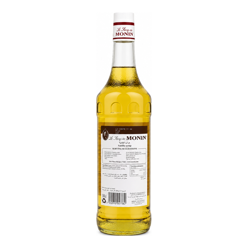 Monin Vanilla Syrup 1L - rear label