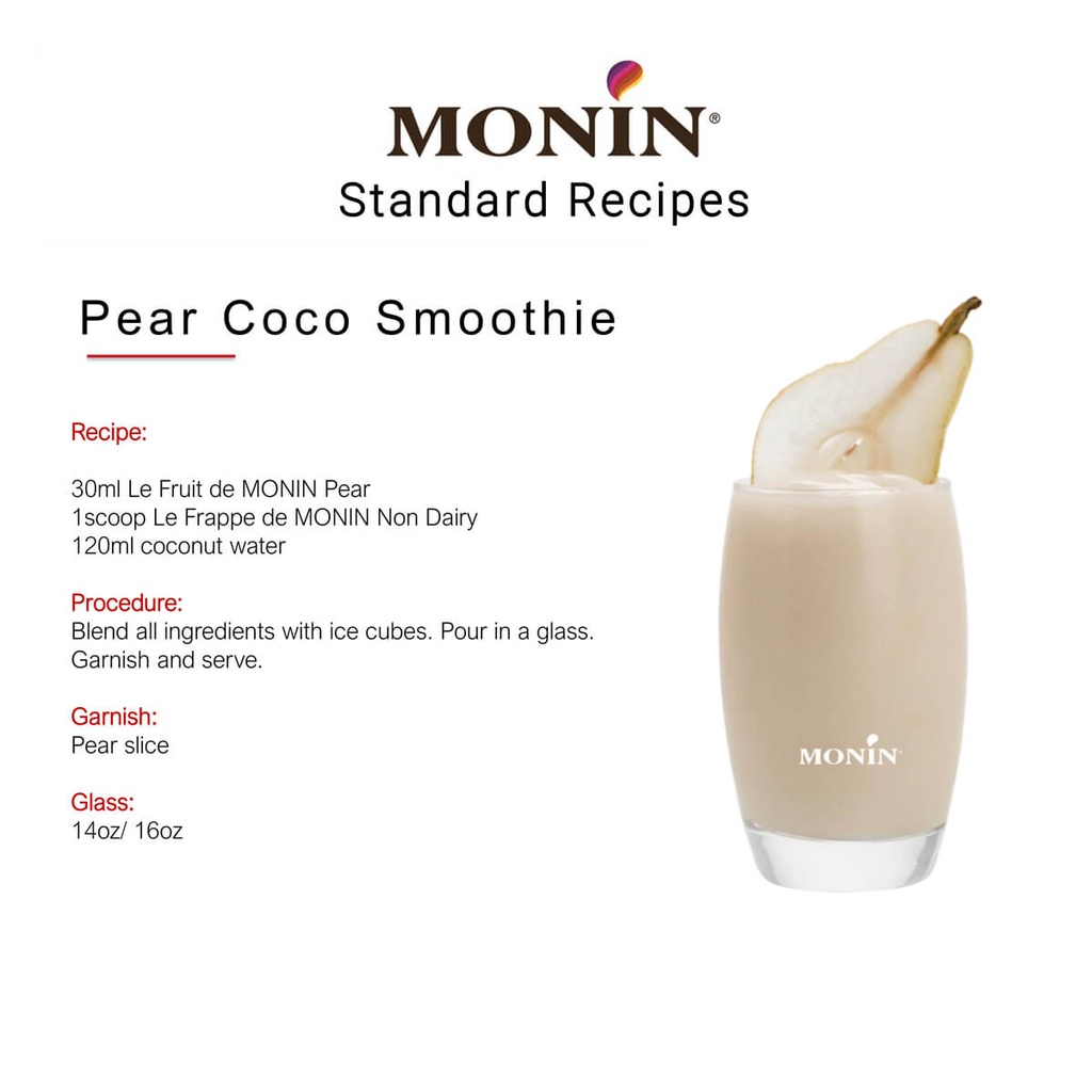 Monin Williams Pear Fruit Mix Puree - 1LTR