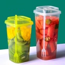 Bubbly Plastic Square Cup with Lid & Fork, 760ML - Pack of 25 Cups