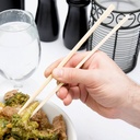 QING Bamboo Chopsticks, 24CM Length, Pointed Tips - 1 Pack of 100 Chopstick Pairs