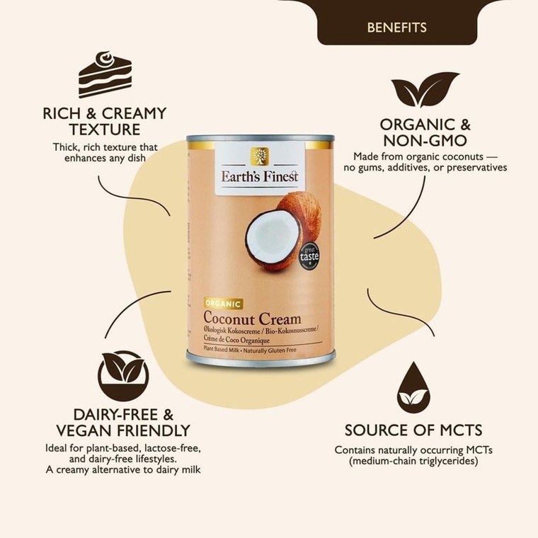 Earth's Finest Organic Coconut Cream, Sri Lanka - 400ML — additional view