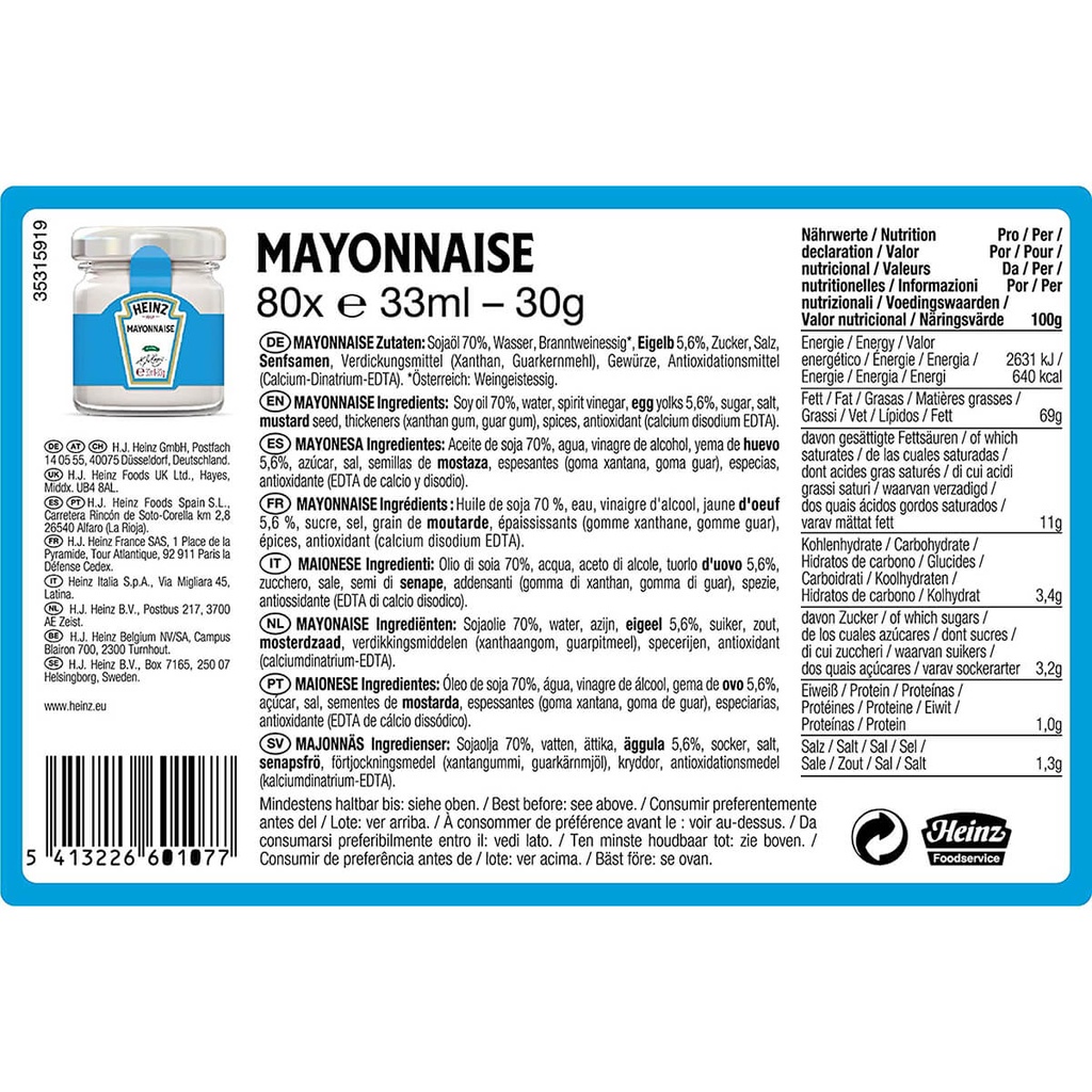 Heinz Mayonnaise Mini Jars - 80 X 30G