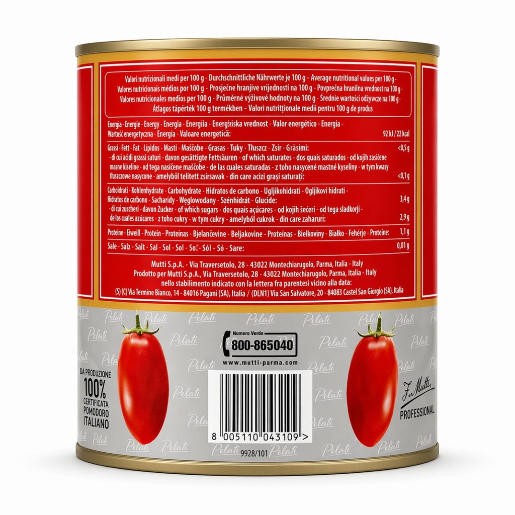 Mutti Pelati Peeled Tomato, Italy - 2500G