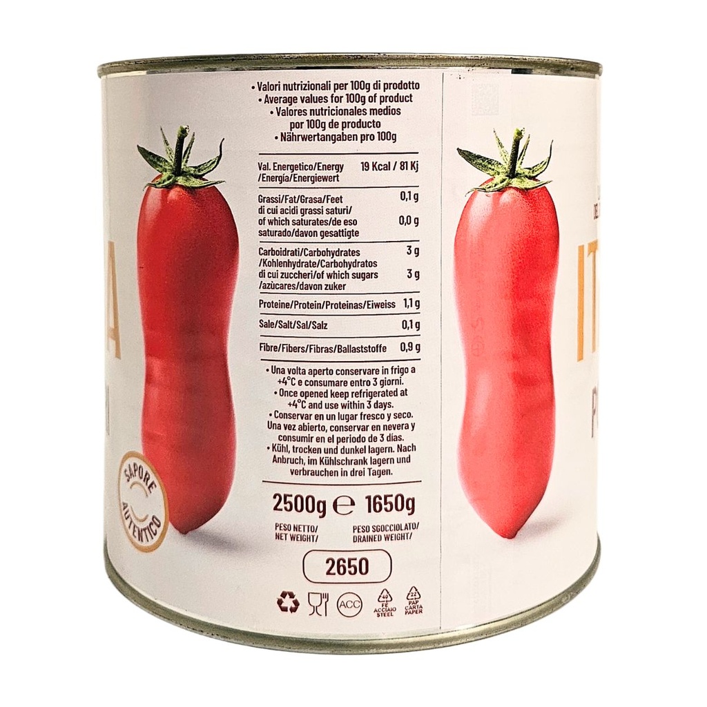 Authentic catalogue view 1 of Italica Peeled Tomato, Italy - 6x2500g
