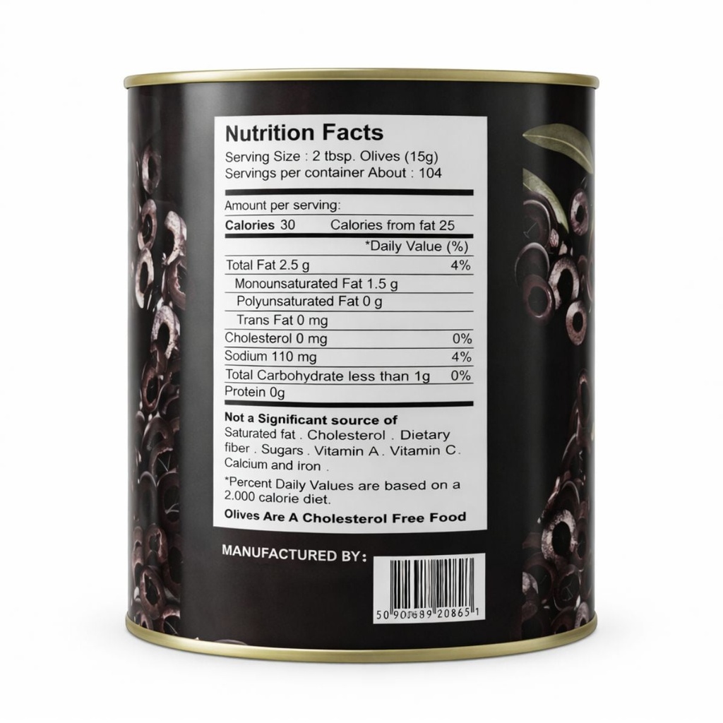 Valencia Garden Black Olive, Sliced - 3KG