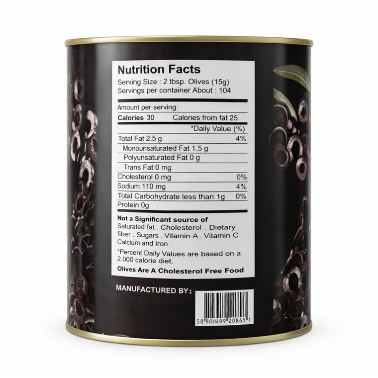 Valencia Garden Black Olive, Sliced - 3KG