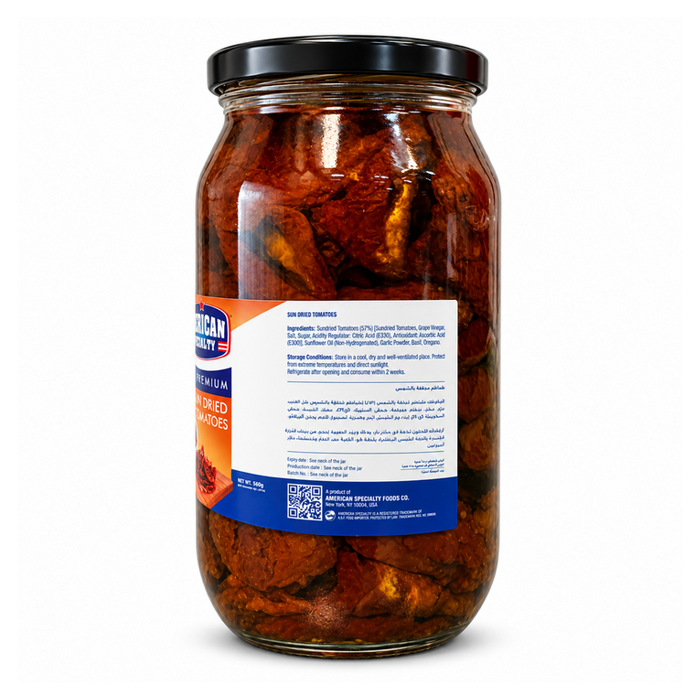 American Specialty Sun Dried Tomatoes rear label – SAUC-258642