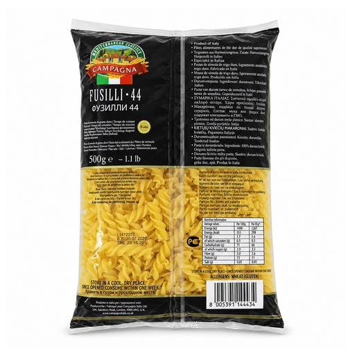Campagna Fusilli #44 Pasta, Italy - 24x500g, alternate view