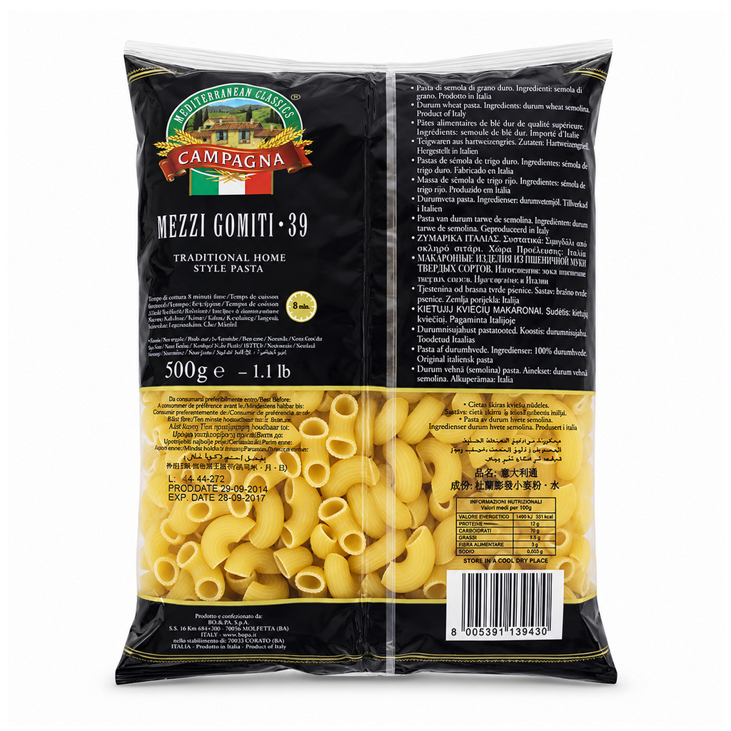 Campagna Mezzi Gomiti #39 Elbow Macaroni, Italy - 500G – rear product view