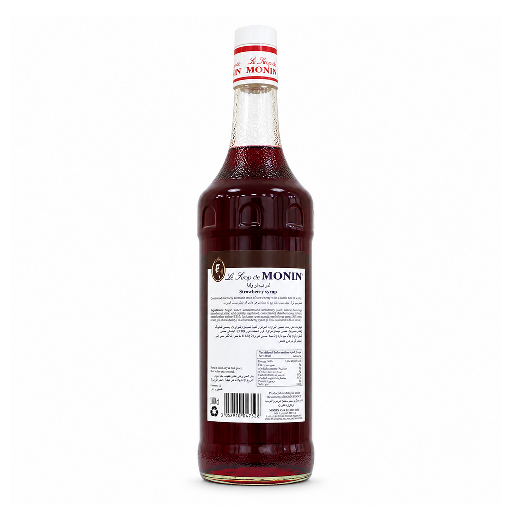 Monin Strawberry Syrup 1L - rear bottle