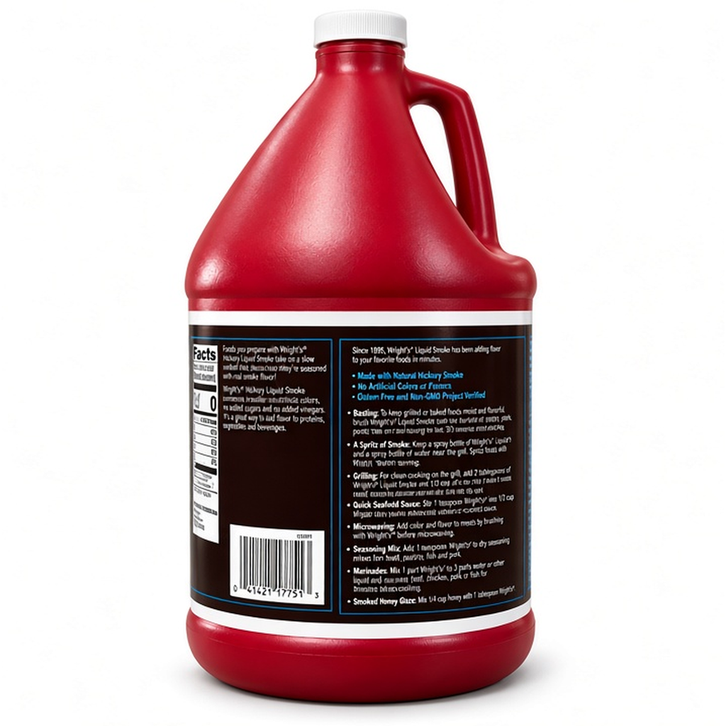Wright's Liquid Smoke Hickory, barcode and side label UPC 041421177513
