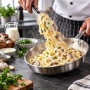 Creamy mushroom pasta preparation with evaporated milk
